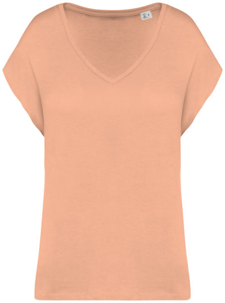 T-shirt recyclé aspect brut unisexe publicitaire Apricot