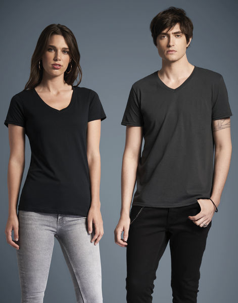 T-shirt publicitaire homme manches courtes col en v | Adult Fashion Basic V-Neck