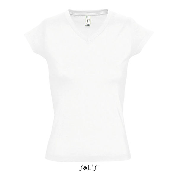 Tee-shirt publicitaire femme col V | Moon Blanc