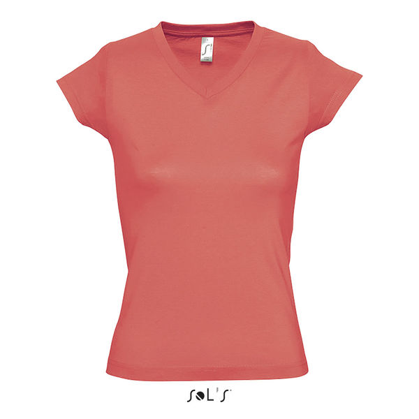 Tee-shirt publicitaire femme col V | Moon Corail