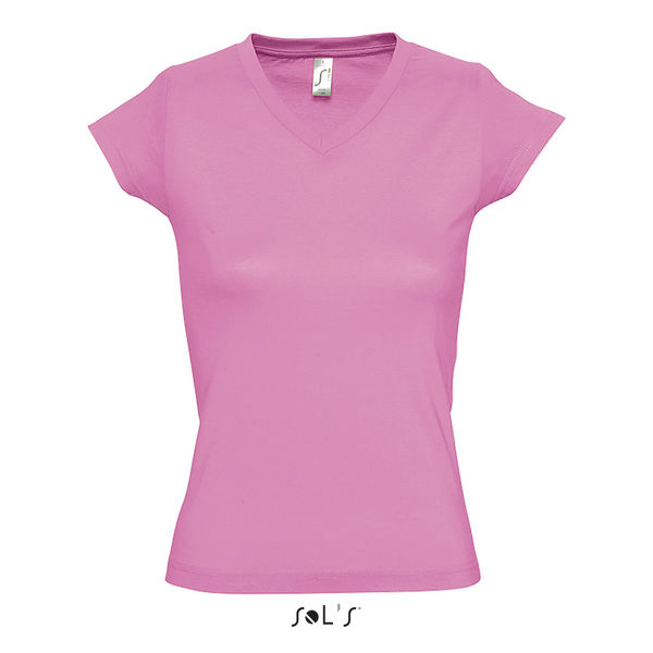 Tee-shirt publicitaire femme col V | Moon Rose orchidée