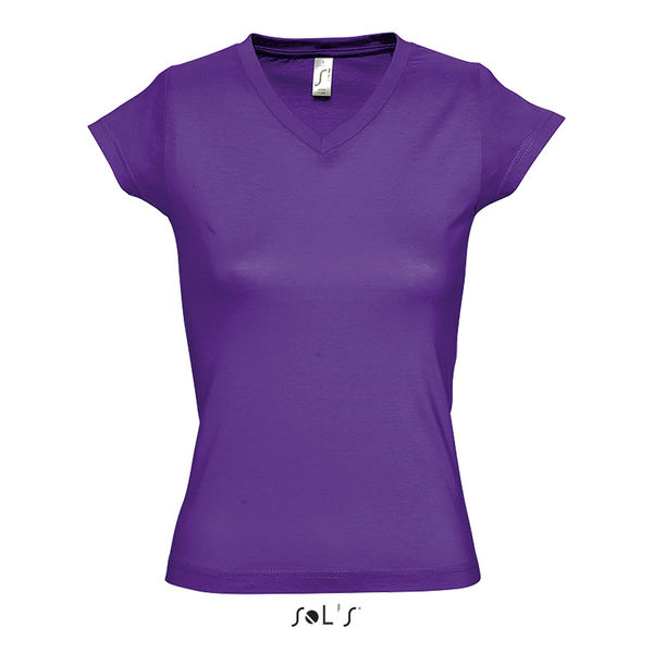 Tee-shirt publicitaire femme col V | Moon Violet foncé