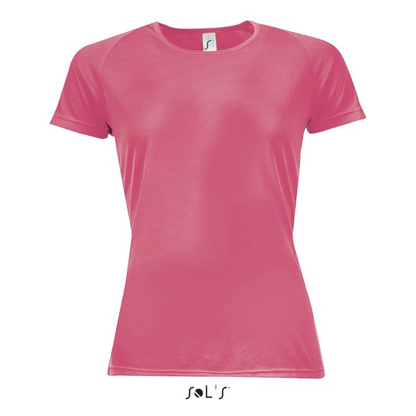 Tee-shirt publicitaire femme manches raglan | Sporty Women Corail fluo