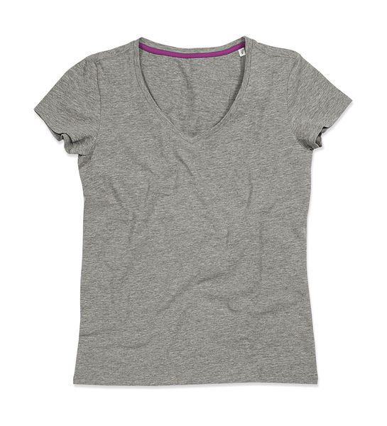 T-shirt personnalisé femme manches courtes cintré col en v | Claire V-neck Grey Heather