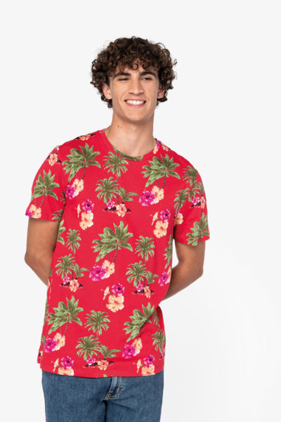 T-shirt publicitaire écologique imprimé tropical homme