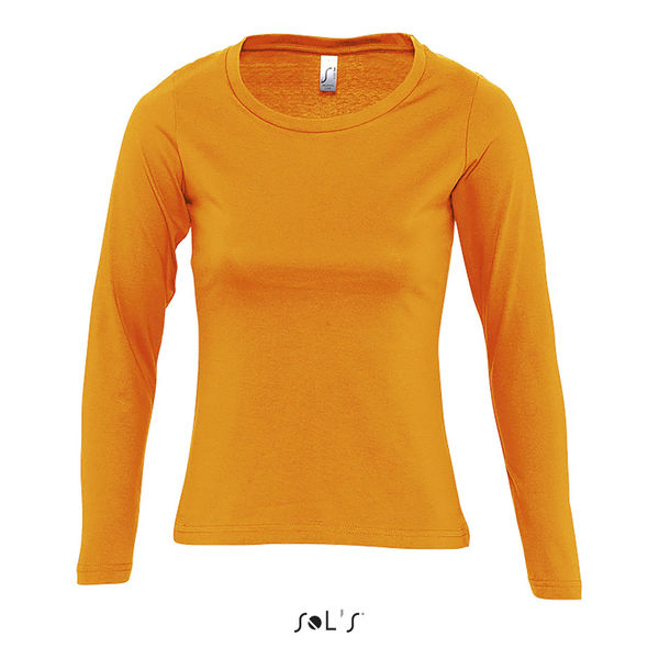 Tee-shirt publicitaire femme col rond manches longues | Majestic Orange