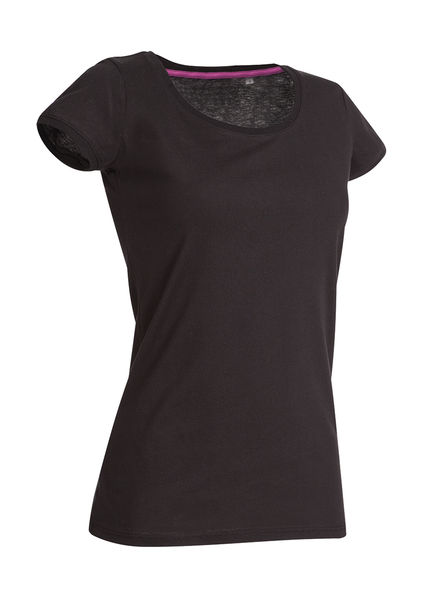 T-shirt personnalisé femme manches courtes cintré | Megan Crew Neck Black Opal