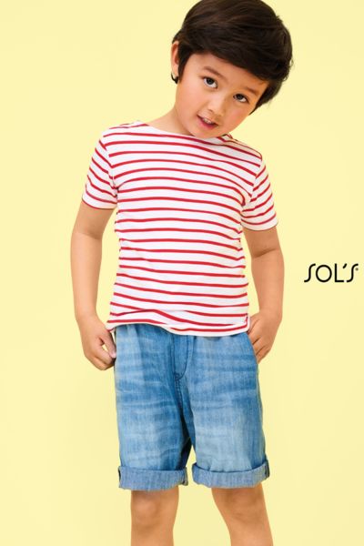 Tee-shirt personnalisé enfant col rond rayé | Miles Kids