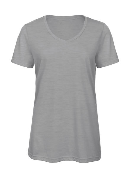T-shirt triblend col v femme personnalisé | V Triblend women Heather Light Grey