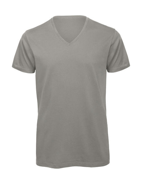 T-shirt organic col v homme publicitaire | Inspire V men Light Grey