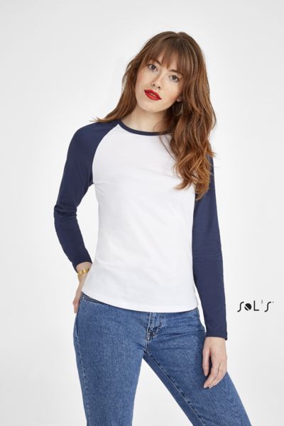 Tee-shirt publicitaire femme bicolore manches raglan | Milky LSL