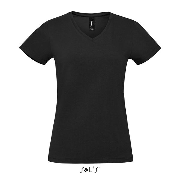 Tee-shirt publicitaire femme col V | Imperial V Women Noir profond