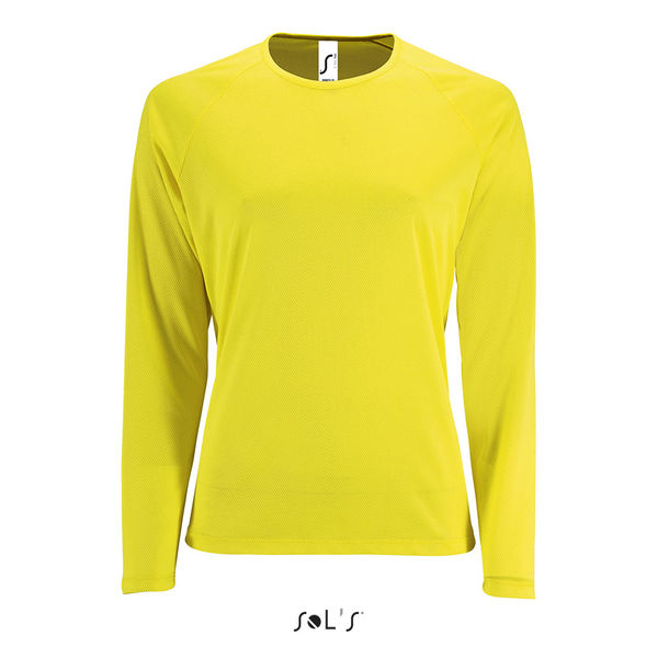 Tee-shirt publicitaire sport femme | Sporty LSL Women Jaune fluo