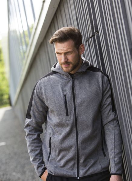 Veste Soft-Shell à capuche publicitaire | Adult's active softshell jacket