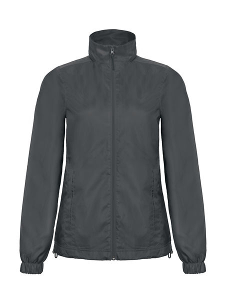 Veste personnalisée femme manches longues avec capuche | ID.601 women Midseason Windbreaker Dark Grey