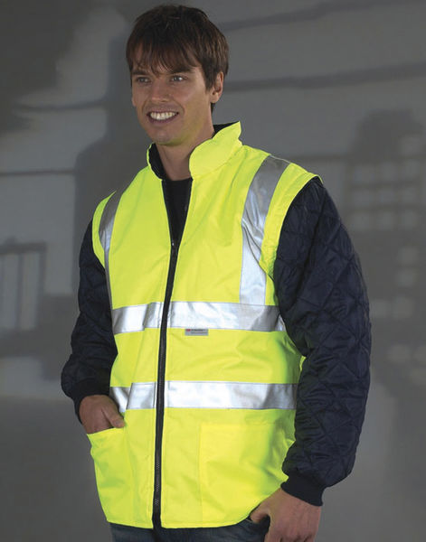 Bodywarmer publicitaire manches amovibles avec détails réfléchissants | Mendjavouni Fluo Yellow