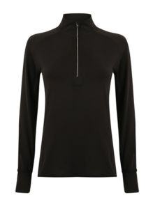 1/4 zip tee-shirt sport publicitaire | Ladies' long sleeved 1/4 zip top Black
