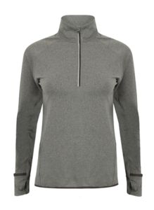 1/4 zip tee-shirt sport publicitaire | Ladies' long sleeved 1/4 zip top Grey Marl