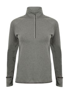 1/4 zip tee-shirt sport publicitaire | Ladies' long sleeved 1/4 zip top Grey Marl