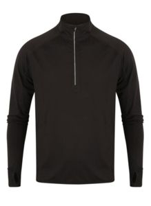 1/4 zip tee-shirt sport publicitaire | Long sleeved 1/4 zip top Black