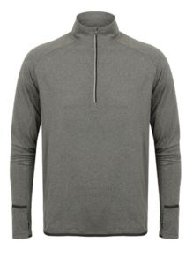 1/4 zip tee-shirt sport publicitaire | Long sleeved 1/4 zip top Grey Marl