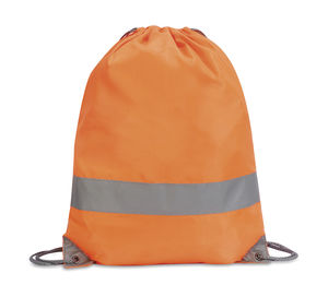 Bagagerie publicitaire avec avec détails réfléchissants | Hi-vis Drawstring Hi Vis Orange