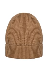 Bonnet personnalisé écoresponsable en laine mérinos unisexe Dark camel