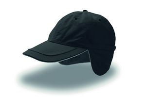 Casquette 6 pans hiver publicitaire | Techno flap back Black