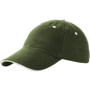 Casquette personnalisée 6 panneaux sandwich Brent Vert militaire