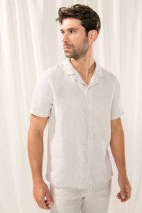 Chemise personnalisable à col bowling en lin homme 3