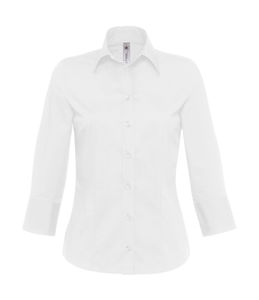 Chemisier personnalisé femme manches 3/4 | Milano women Popelin  3 4 sleeves White