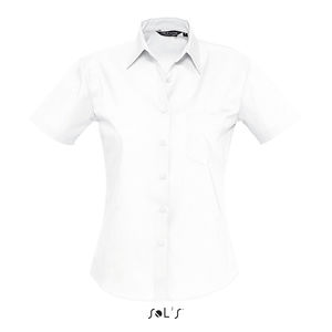 Chemise publicitaire femme popeline manches courtes | Energy Blanc