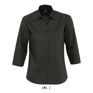 Chemise personnalisée femme popeline manches 3/4 | Eternity Noir