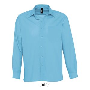 Chemise publicitaire homme popeline manches longues | Baltimore Bleu atoll