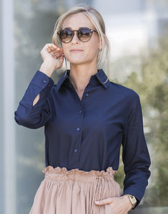 Chemise femme manches longues oxford publicitaire | Köhlbrand Bright Navy