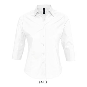 Chemise publicitaire femme stretch manches 3/4 | Effect Blanc