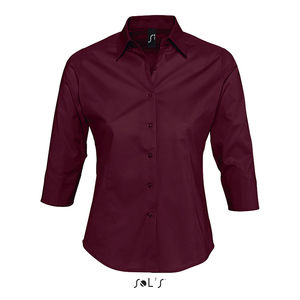 Chemise publicitaire femme stretch manches 3/4 | Effect Bordeaux moyen