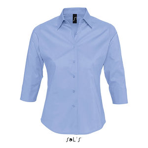 Chemise publicitaire femme stretch manches 3/4 | Effect Ciel vif