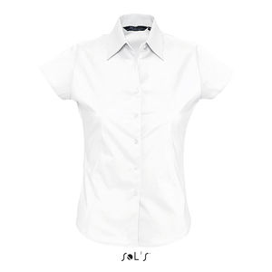 Chemise publicitaire femme stretch manches courtes | Excess Blanc
