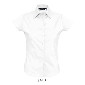 Chemise publicitaire femme stretch manches courtes | Excess Blanc