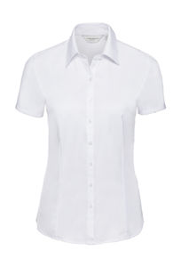 Chemise femme manches courtes à chevrons publicitaire | Pontchartrain White 1