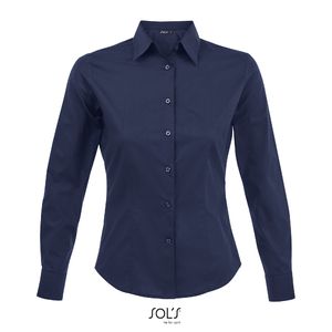 Chemise publicitaire femme stretch manches longues | Eden Bleu foncé