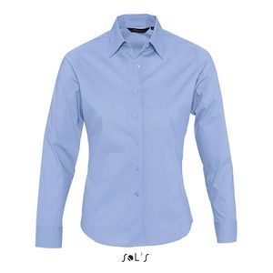 Chemise publicitaire femme stretch manches longues | Eden Ciel vif