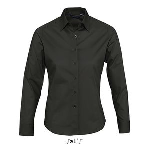 Chemise publicitaire femme stretch manches longues | Eden Noir