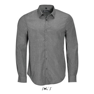 Chemise publicitaire homme popeline chinée | Barnet Men Gris chiné foncé