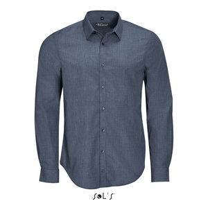 Chemise publicitaire homme popeline chinée | Barnet Men Jeans chine