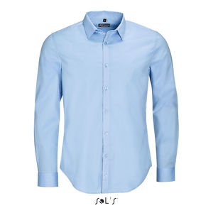 Chemise personnalisée homme stretch manches longues | Blake Men Bleu clair