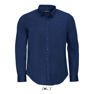 Chemise personnalisée homme stretch manches longues | Blake Men Bleu foncé