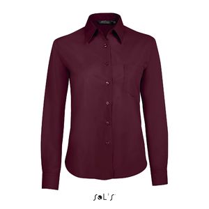 Chemise publicitaire femme popeline manches longues | Executive Bordeaux moyen