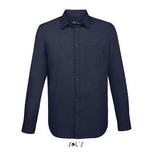 Chemise publicitaire popeline manches longues | Baltimore Fit Bleu foncé